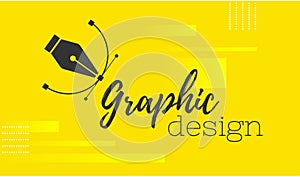 Graphic design. Pen tool cursor. Vector computer graphics. banner for designer or illustrator. The curve control points.