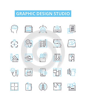 Graphic design studio vector line icons set. Graphic, Design, Studio, Graphic Design, Creative, Artwork, Layout