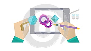 Graphic Design on Tablet Vector Concept, vector design Generative AI