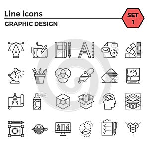 Graphic design thin line icons set