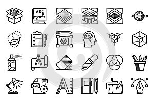 Graphic design thin line icons set