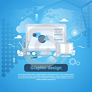 Graphic Design Web Development Template Banner With Copy Space