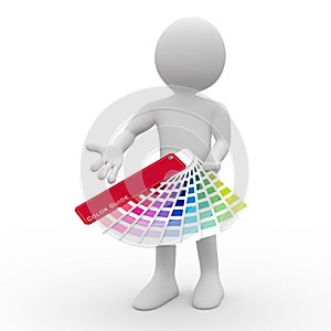 Graphic designer showing a color palette