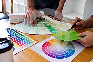 Graphic designers choose green tones from the color bands to design ideas, creative designs, graphic designers