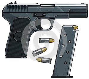 Graphic detailed handgun pistol with ammo clip