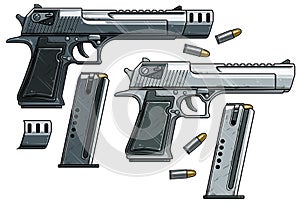 Graphic detailed handgun pistol with ammo clip