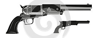 Graphic detailed silhouette old revolver photo