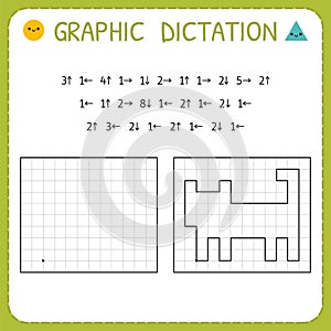 Graphic dictation. Cat. Kindergarten educational game for kids. Preschool worksheet for practicing motor skills. Working pages for