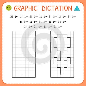 Graphic dictation. Flower. Kindergarten educational game for kids. Preschool worksheet for practicing motor skills. Working pages