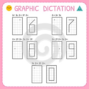 Graphic dictation. Numbers 6-0. Kindergarten educational game for kids. Preschool worksheet for practicing motor skills. Working