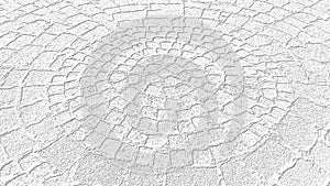 A graphic drawing of paving stones made of square stones on the old square of the radial city center. White background with gray