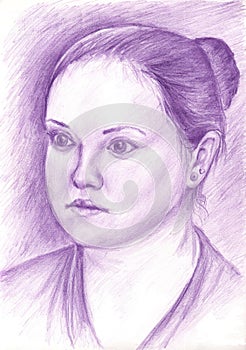 Graphic drawing portrait of a woman