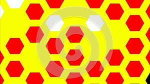 Graphic effect moving horizontally with geometric shapes on a yellow