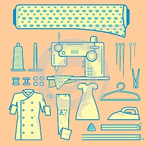 Graphic element of fabric needleworks