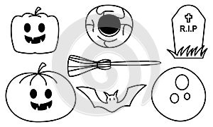 Graphic elements for halloween doodle vector. Happy Halloween card background