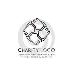 Graphic Elements for Nonprofit Organizations and Donation Centre. Fundraising Symbols, Crowdfunding Project Label, Charity Logo, C
