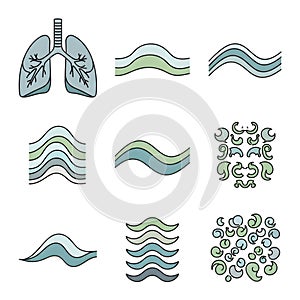 Abstract Medical and Wave Icons Set