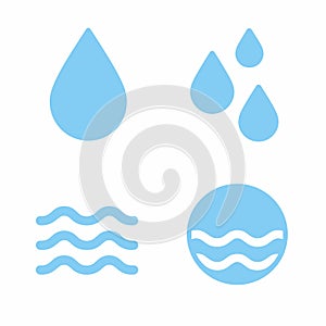 Simple Flat Water Drop Wave Element Blue Illustration Graphic Resource