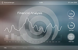 Graphic of financial analysis application for computer