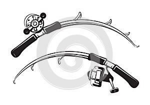 Graphic fishing rod, vector