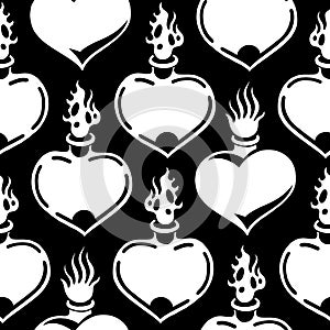 Graphic flaming heart pattern