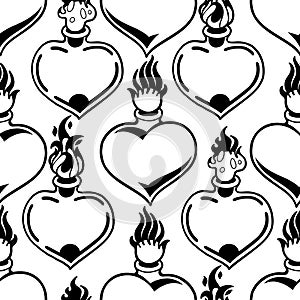 Graphic flaming heart pattern