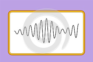 Graphic flat design drawing of black sound waves. Music audio frequency, voice line waveform, electronic radio signal, volume