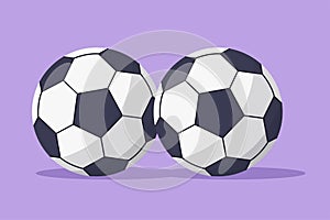 Graphic flat design drawing football soccer ball icon. Black and white ball symbol. Sport game logotype, template, emblem. Soccer