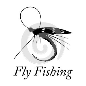 Graphic fly fishing, vector