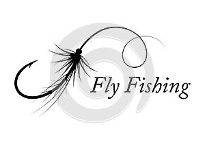 Graphic fly fishing, vector