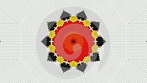 Graphic formation from the center of the pixel mesh image with the formation of several fragmented graphic