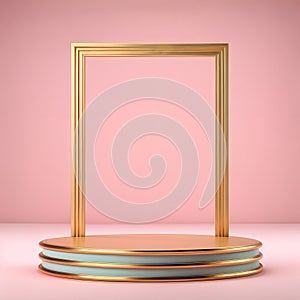 Frame mockup podium with pastelbackground