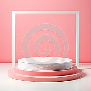Frame mockup podium with pastelbackground