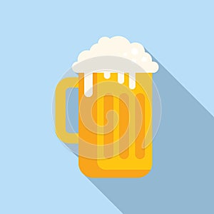 Frothy beer mug illustration on blue background
