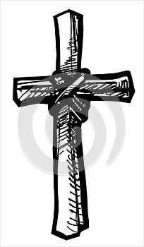 Graphic hand drawn christian cross icon