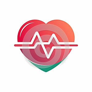 Graphic of a heart with a visible pulse, resembling a heart rate monitor showing a heartbeat, A simple graphic of a heart rate