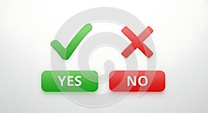 Green checkmark YES button and red cross NO button