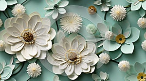 Graphic illustration 3D flower pastel color blooming in random order.