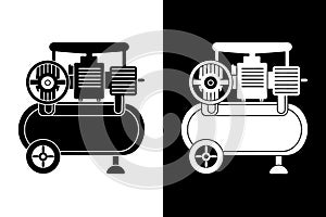 Air Compressor Icon - Black and White