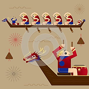 Graphic illustration of Chinese Dragon Boat Racing