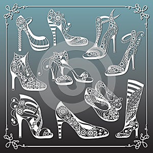 Graphic illustration with decorative shoes_set 5