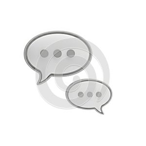 Two gray speech bubbles with ellipsis dots isolated on white background