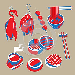 Graphic illustration of Hong Kong featured foods
