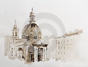 Graphic illustration of Rome. Poster. Duotone