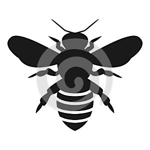 Graphic illustration of silhouette honey bee. Isolated on background vector drawing for honey products,