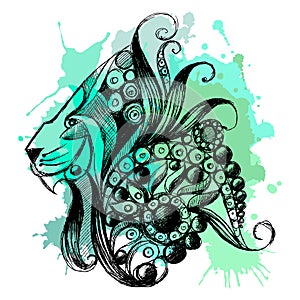 Graphic illustration with zodiac sign 13