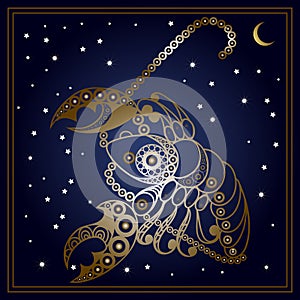 Graphic illustration with zodiac sign 5