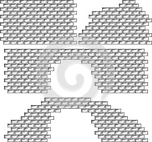 Graphic image of a brick wall and ruins. Hand drawn
