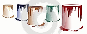 Graphic image of one gallon paint buckets used in interior and exterior house painting