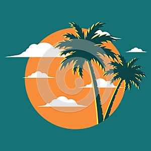 Graphic image with palm tree background